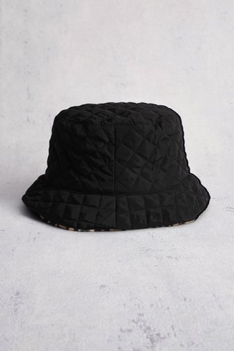 Voorkant van Omkeerbare bucket hat - Zwart en luipaardprint door Modeno voor Dames