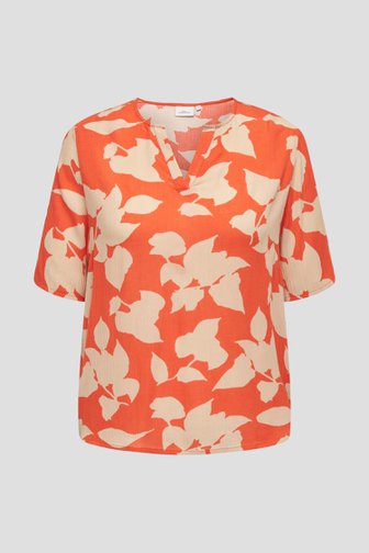 Oranje blouse met beige print van Only Carmakoma voor Dames