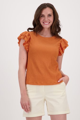 Oranje blouse met rushes van Liberty Island voor Dames