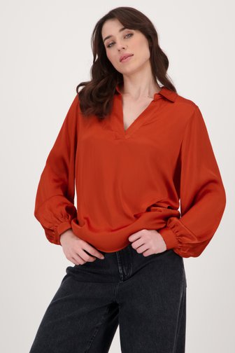 Geisha Oranje blouse met satin look