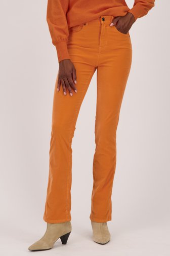 Oranje broek met velvet look van Louise voor Dames