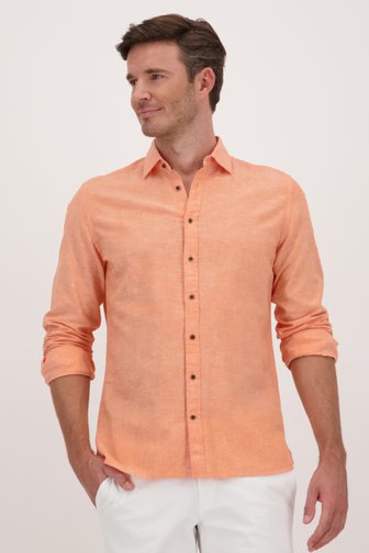 Oranje linnen hemd - Regular fit 