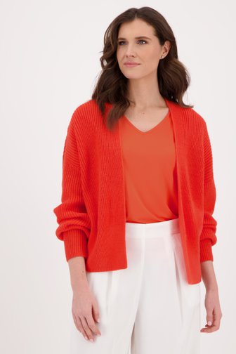 Oranje-rode cardigan met ballonmouwen van D'Auvry voor Dames