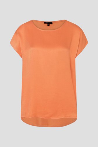 More & More Oranje T-shirt met blousende voorzijde