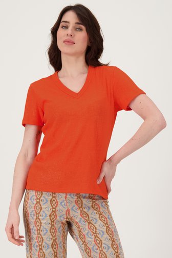 Oranje T-shirt met glitters van Geisha voor Dames