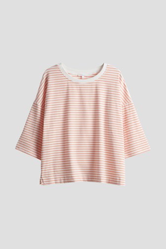 Oranje-wit gestreept T-shirt met 3/4 mouwen van Opus voor Dames