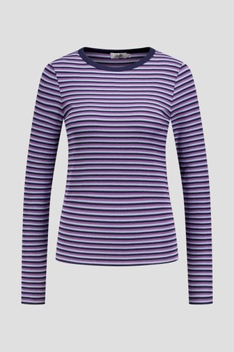 Voorkant van Paars-blauw gestreept T-shirt door Libelle voor Dames
