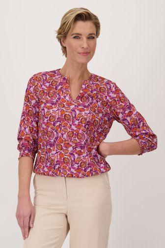 Claude Arielle Paars-oranje blouse met elastische taille