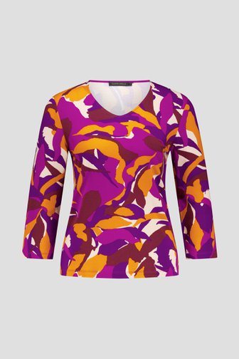 Paars-oranje T-shirt met V-hals  van Claude Arielle voor Dames