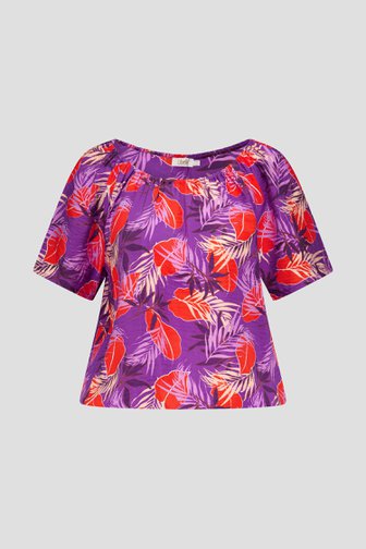 Paarse blouse met bladerprint  van Libelle voor Dames