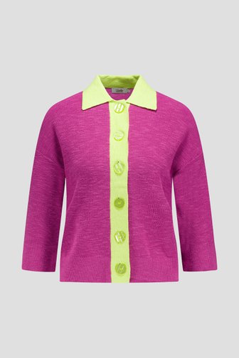 Paarse cardigan met korte mouwen en knopen van Libelle voor Dames