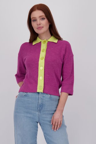 Paarse cardigan met korte mouwen en knopen van Libelle voor Dames