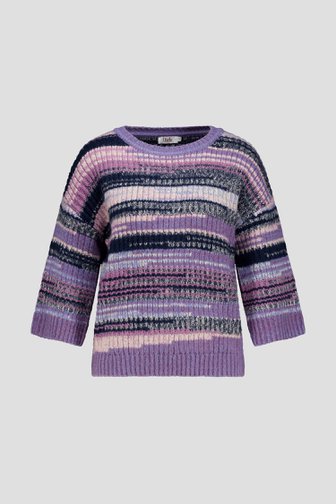 Voorkant van Paarse trui met strepen door Libelle voor Dames