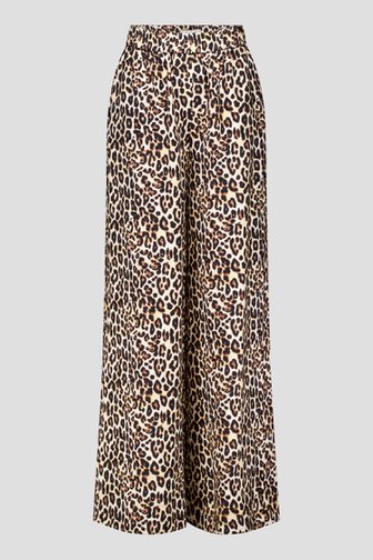 Pantalon ample beige à imprimé léopard marron de Louise pour Femmes