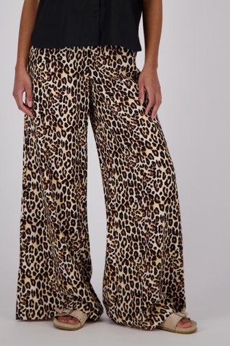 Pantalon ample beige à imprimé léopard marron de Louise pour Femmes