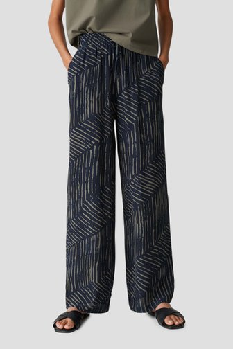 Le devant de Pantalon ample bleu foncé à imprimé vert de Opus pour Femmes