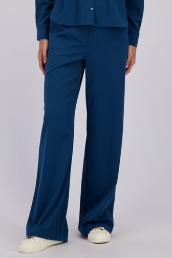 Le devant de Pantalon ample bleu pétrole à taille élastique de Liberty Island pour Femmes