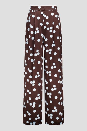 Le devant de Pantalon ample brun à imprimé à pois bleu clair de D'Auvry pour Femmes