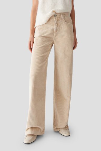 Le devant de Pantalon beige en velours côtelé de Opus pour Femmes