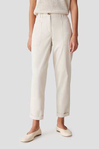 Pantalon beige tapered fit avec taille élastique de Opus pour Femmes