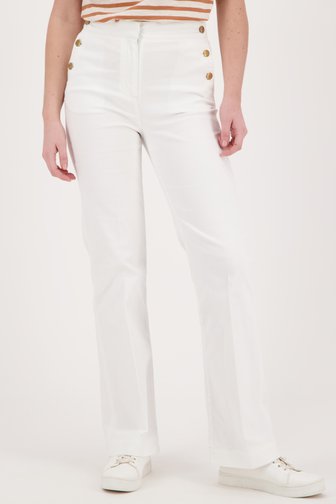 Pantalon blanc avec détails dorés - straight fit de Liberty Island Denim pour Femmes