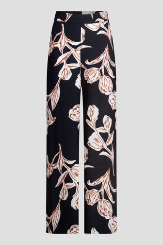 Le devant de Pantalon bleu avec imprimé beige-marron de AC by Annelien Coorevits pour Femmes