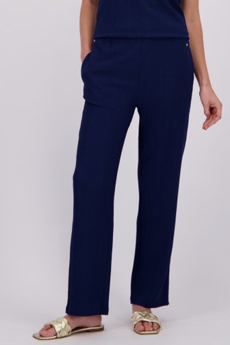 Le devant de Pantalon bleu structuré à taille élastique de Claude Arielle pour Femmes