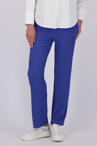 Pantalon bleu violet texturé avec taille élastique de Claude Arielle pour Femmes
