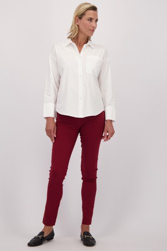Le devant de Pantalon bordeaux stretch à taille élastique de Claude Arielle pour Femmes