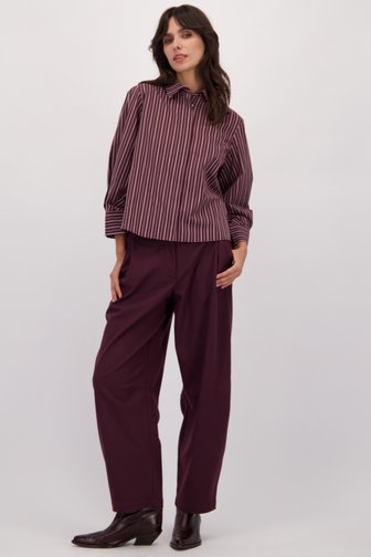 Pantalon brun bordeaux à taille élastiquée