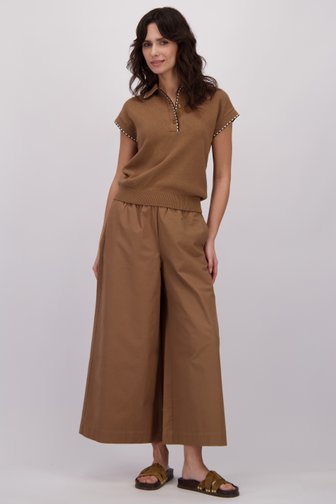 Pantalon brun large à taille élastique