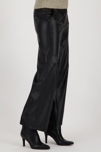 Pantalon cargo large noir à l'aspect cuir de JDY pour Femmes