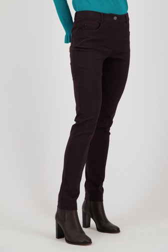 Pantalon coloré en stretch - marron foncé de Claude Arielle pour Femmes