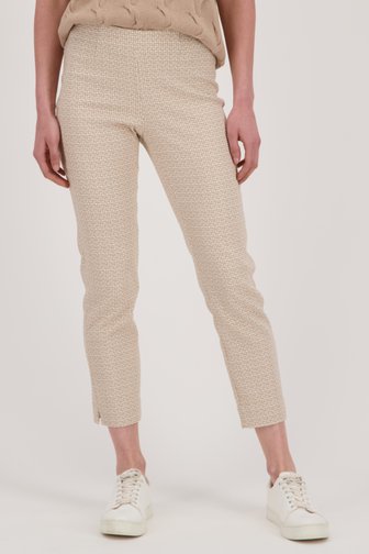 Pantalon écru à imprimé beige - Longueur 7/8 de Liberty Island pour Femmes