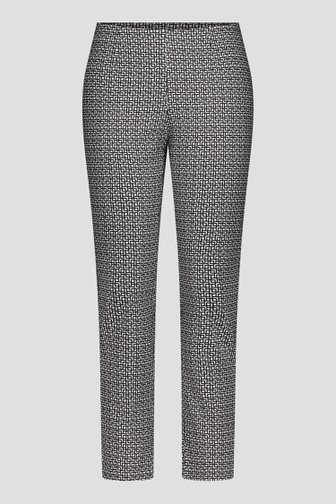 Pantalon écru avec imprimé noir - longueur 7/8  de Liberty Island pour Femmes