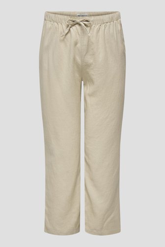 Pantalon en lin beige de Only Carmakoma pour Femmes