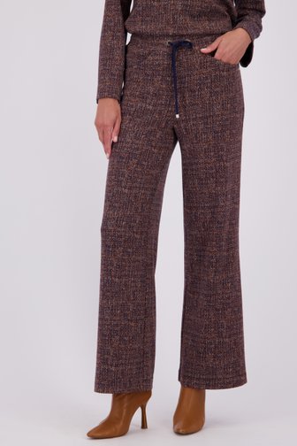 Le devant de Pantalon évasé marron à imprimé de Claude Arielle pour Femmes