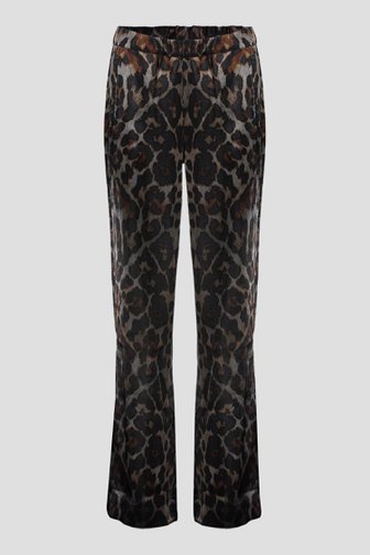 Le devant de Pantalon gris métallisé à imprimé de Geisha pour Femmes