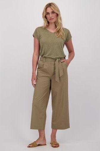 Le devant de Pantalon kaki à taille élastique - longueur 3/4 de Libelle pour Femmes