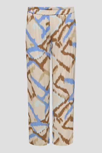 Pantalon large beige avec imprimé marron-bleu de Only Carmakoma pour Femmes