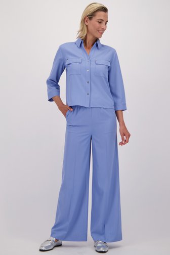 Le devant de Pantalon large bleu clair effet denim de Claude Arielle pour Femmes