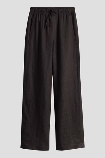 Pantalon large en lin marron foncé de Opus pour Femmes