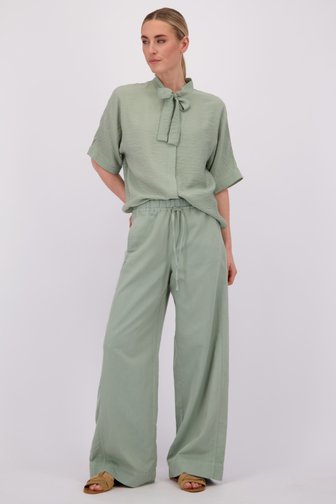 Le devant de Pantalon long vert en lin de Marc O'Polo pour Femmes