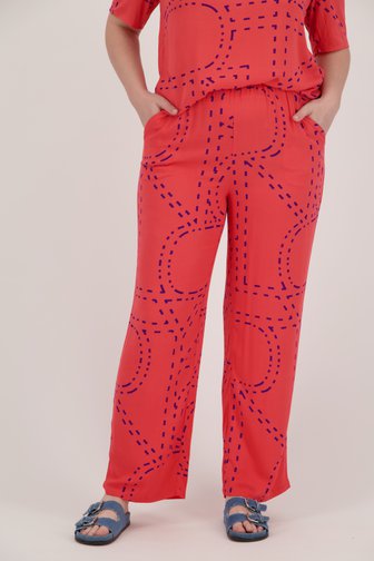 Pantalon rose corail à taille élastiquée de Only Carmakoma pour Femmes