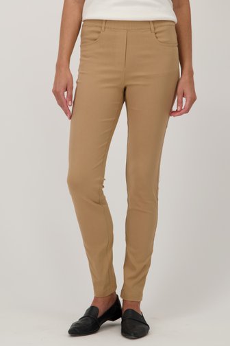 Pantalon stretch beige avec taille élastiquée	 de Claude Arielle pour Femmes