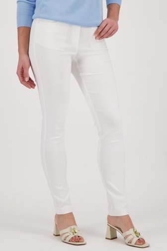 Pantalon stretch blanc avec taille élastiquée, Femmes, Claude Arielle