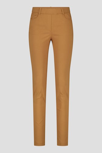 Pantalon stretch marron avec taille élastiquée de Claude Arielle pour Femmes