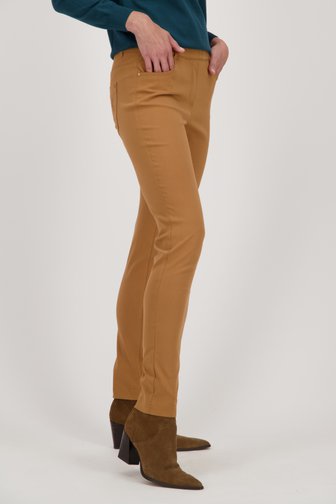 Pantalon stretch marron avec taille élastiquée de Claude Arielle pour Femmes