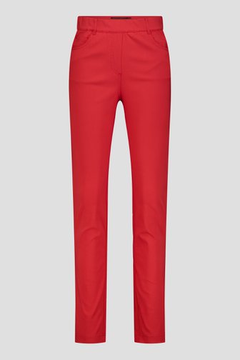 Le devant de Pantalon stretch rouge à taille élastique de Claude Arielle pour Femmes