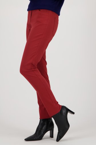 Pantalon stretch rouge avec taille élastiquée, Femmes, Marque: Claude Arielle